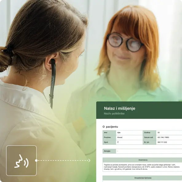 Ljekar diktira medicinski nalaz putem AI aplikacije Medreports